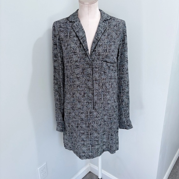 A.L.C. Dresses & Skirts - 🌷Sale* A.L.C. 100% Silk Mini Dress Size Small Pajama Shirt Dress Gray Pattern